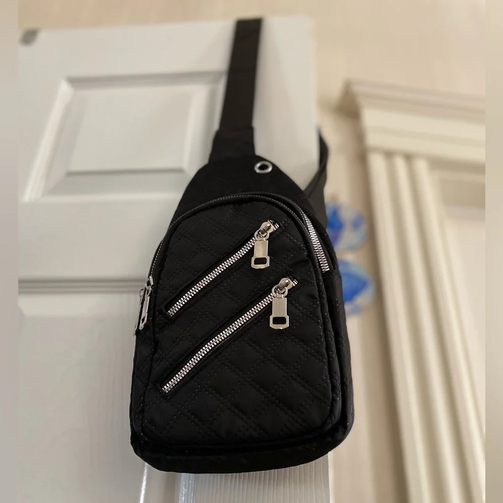 Quilted sling crossbody bag travel bag walking bag
